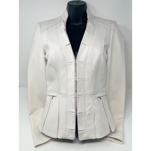 WHBM Off White Ponte Knit Lined Mandarin Collar Blazer Size 00